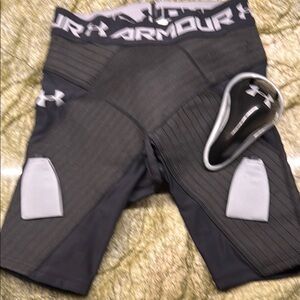 Under Armour Black and Gray Athletic Compression Shorts